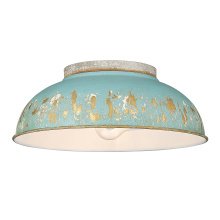Golden 0865-FM AGV-TEAL - Golden Lighting Kinsley 2-light Flush Mount in Antique Teal shade